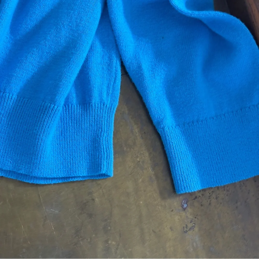 Alan Flusser Cotton Silk Cashmere‎ V Neck Blue Sweater Men’s L Soft Pullover